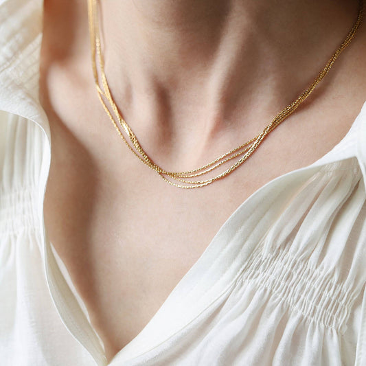 4 Layered Thread Necklace in Gold