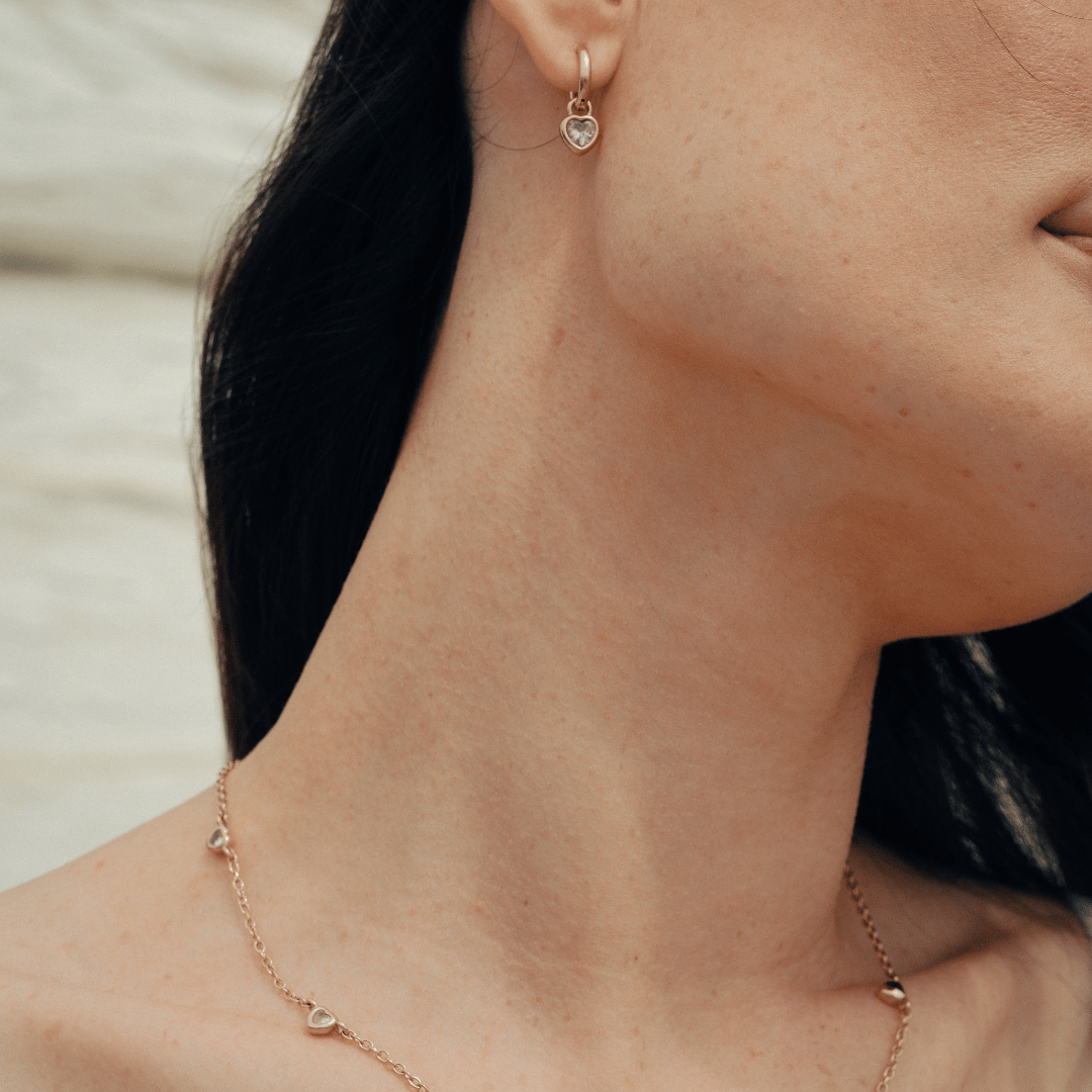 Heart Drop Earrings (Pink)