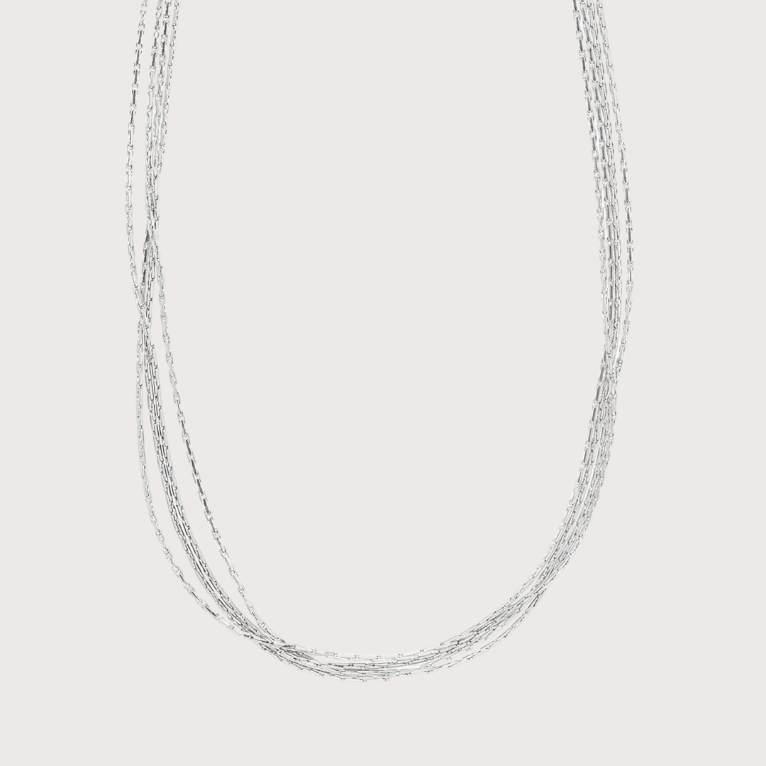 4 Layered Thread Necklace in Silver