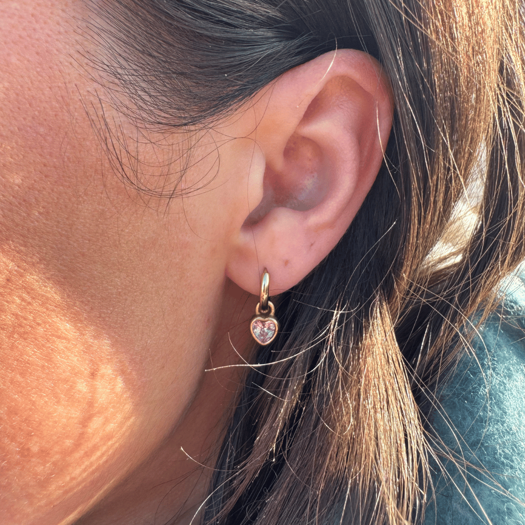 Heart Drop Earrings (Pink)