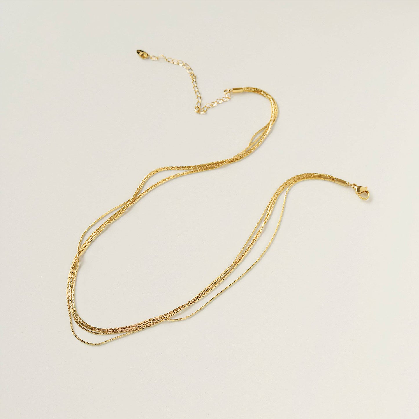 4 Layered Thread Necklace in Gold