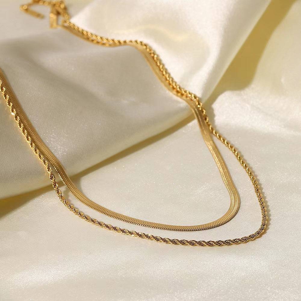 Herringbone & Rope Layered Necklace