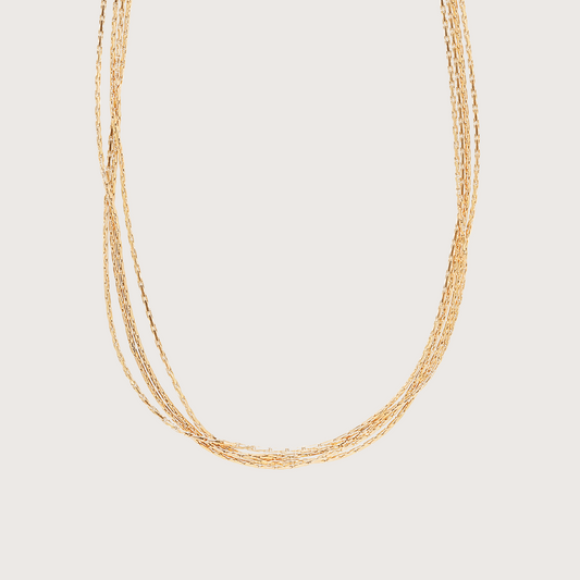 4 Layered Thread Necklace in Gold