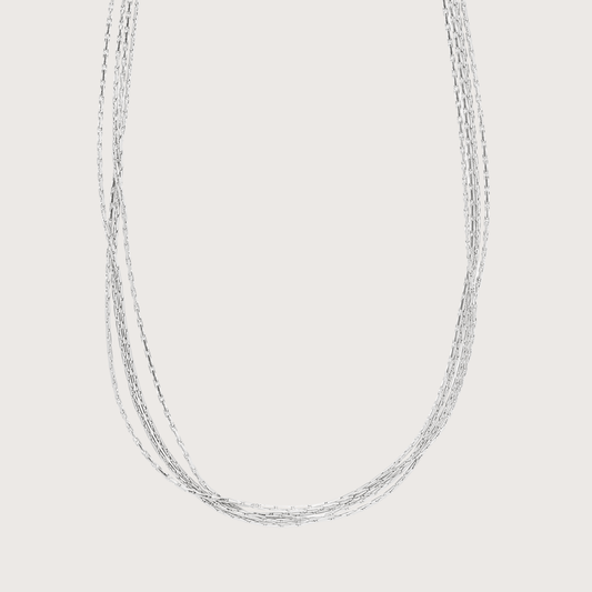 4 Layered Thread Necklace in Silver