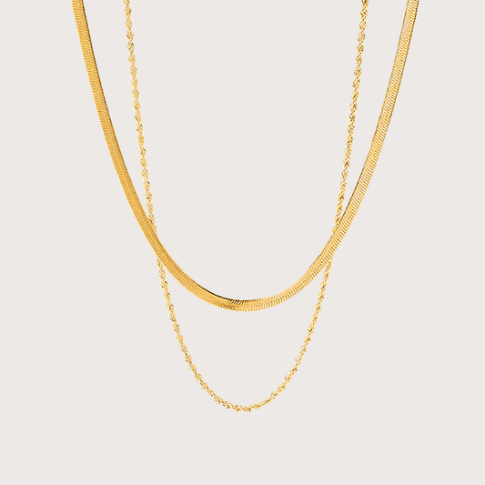 Herringbone & Rope Layered Necklace